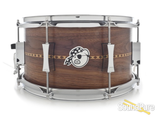 Pork Pie 7x13 Walnut Ply Shell Snare Drum-Diamond Inlay — image 1