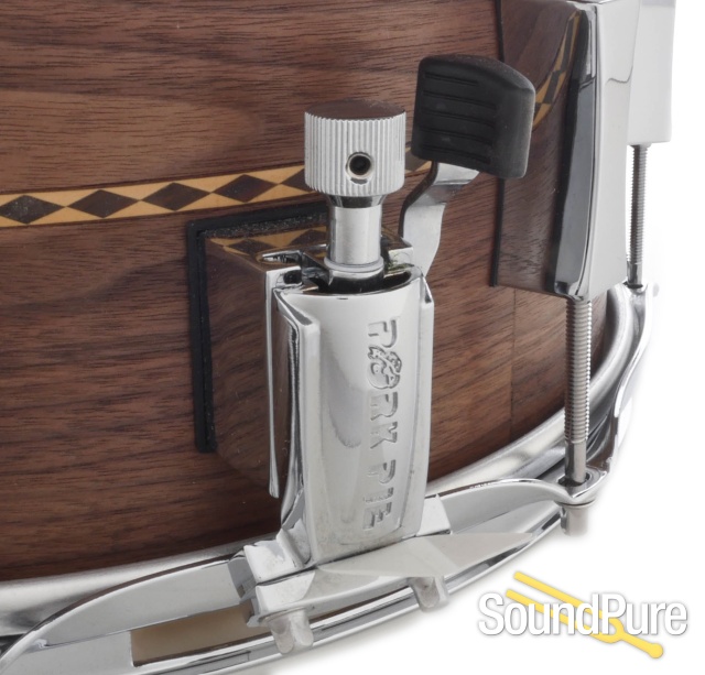 Pork Pie 7x13 Walnut Ply Shell Snare Drum-Diamond Inlay — image 4