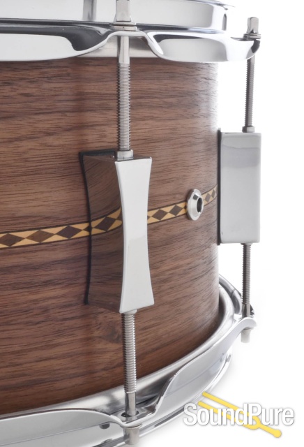 Pork Pie 7x13 Walnut Ply Shell Snare Drum-Diamond Inlay — image 6