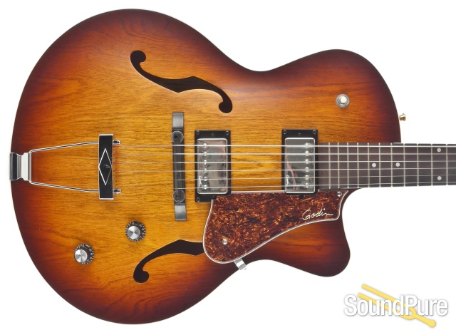 Godin 5th Ave CW Kingpin II Cognac Burst Archtop Guitar — image 9