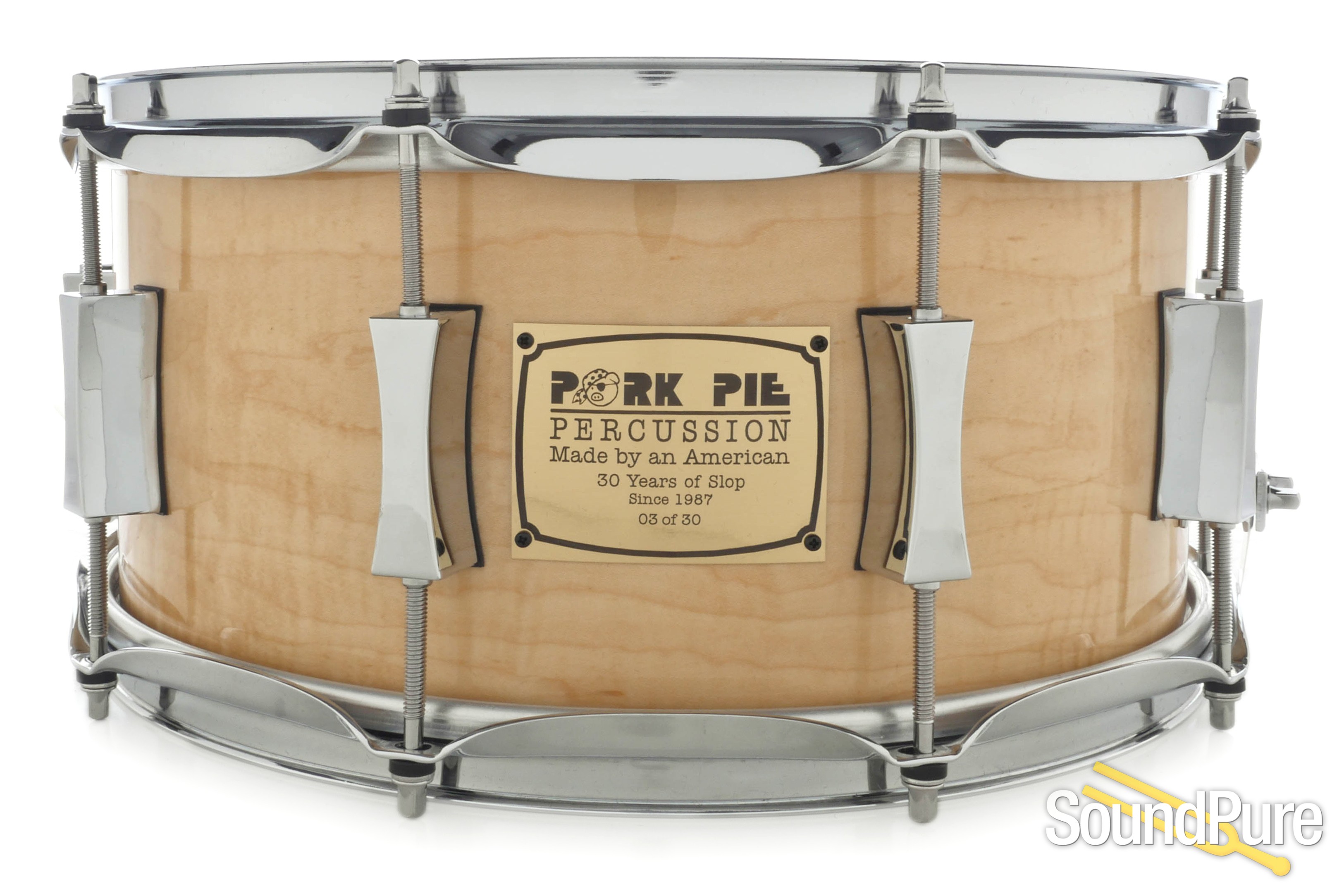 Pork Pie 6.5x14 Walnut Ply 30th Anniversary Snare Drum
