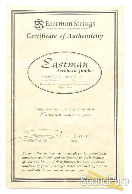 Eastman AJ616 Archback Jumbo Sunburst Acoustic #34 - Used — image 6
