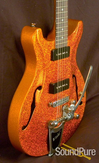 Gadow Custom Setneck Orange Sparkle Semi-Hollow Guitar — image 2