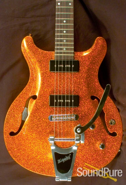 Gadow Custom Setneck Orange Sparkle Semi-Hollow Guitar