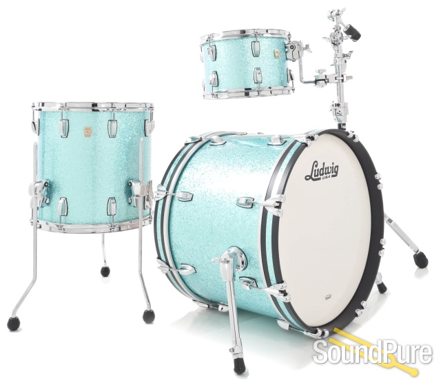 Ludwig 3pc Classic Maple Drum Set Turquoise Sparkle Demo Open Box