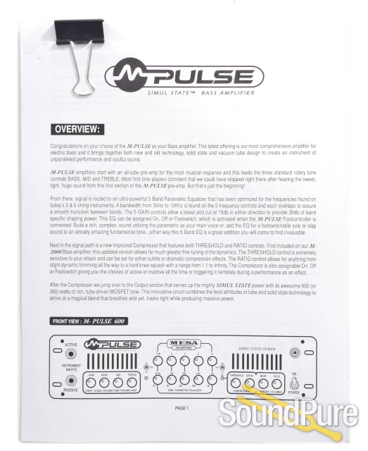 Mesa M Pulse 600 Bass Head w/Rack - Used — image 4