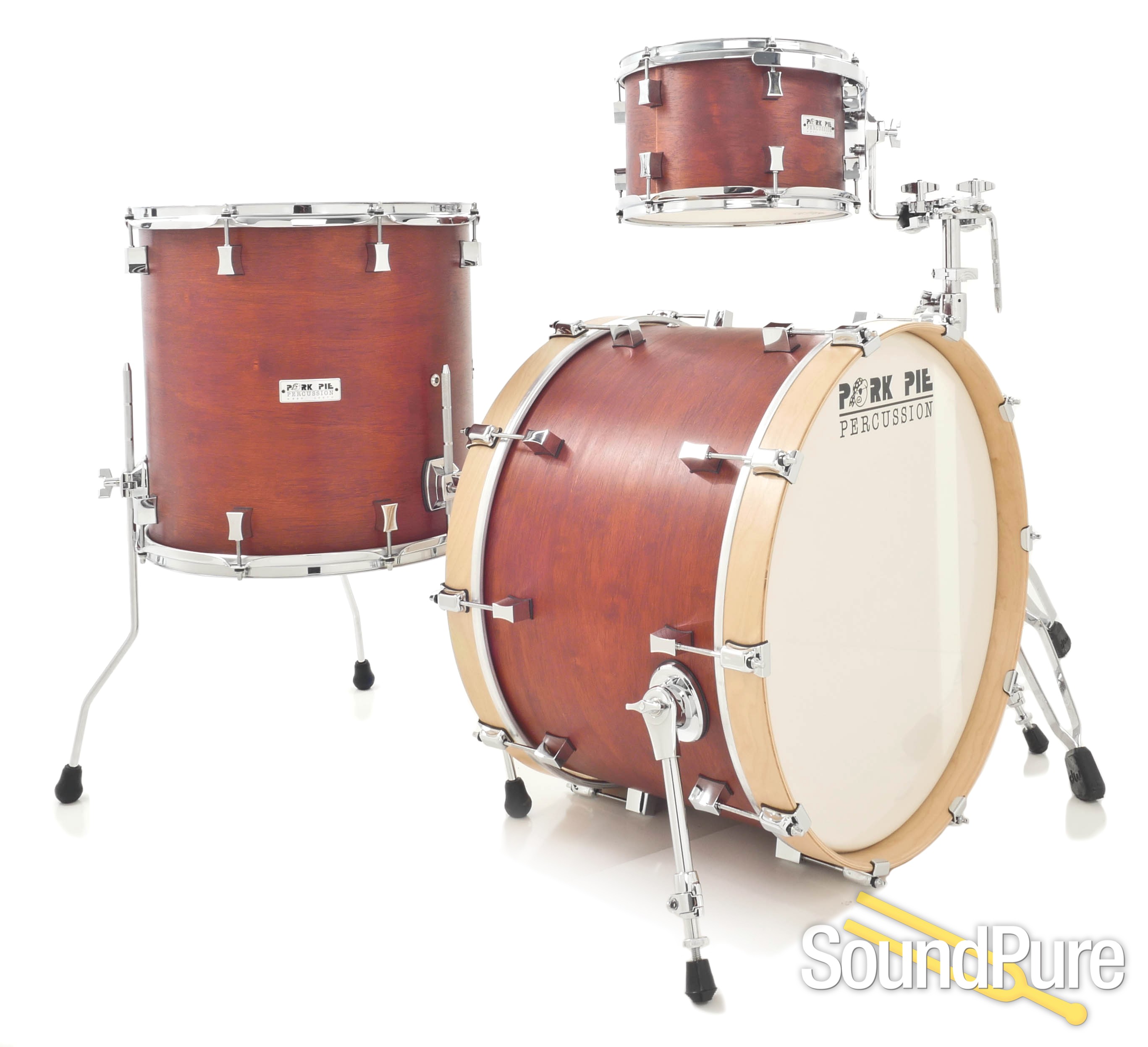 Pork Pie 3pc Siam Oak Drum Set - Mahogany Satin | Soundpure.com 