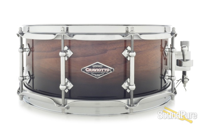 Craviotto 5.5x14 Walnut Custom Snare Drum-Black Candy Fade — image 1