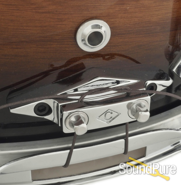 Craviotto 5.5x14 Walnut Custom Snare Drum-Black Candy Fade — image 4