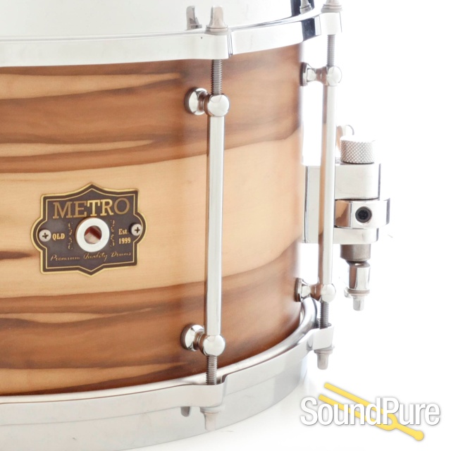 Metro Drums 7.25x14 Bluegum Ply Snare Drum-Blackheart Satin — image 4