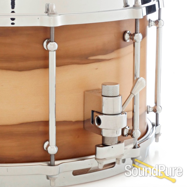 Metro Drums 7.25x14 Bluegum Ply Snare Drum-Blackheart Satin — image 5