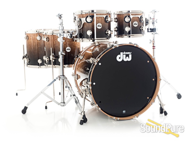 DW 5pc Collectors Exotic Series Drum Set-Tamo Ash-Black Fade — image 1