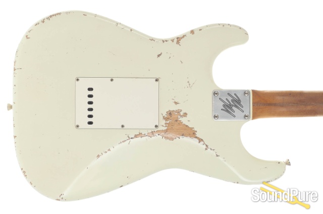 Mario Guitars S-Style Destroyed Olympic White #918373 — image 3