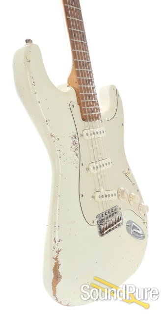 Mario Guitars S-Style Destroyed Olympic White #918373 — image 7