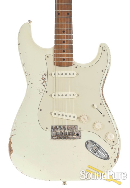 Mario Guitars S-Style Destroyed Olympic White #918373 — image 1