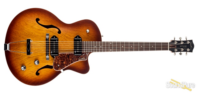Godin 5th Ave CW Kingpin II Cognac Burst Archtop Guitar — image 5