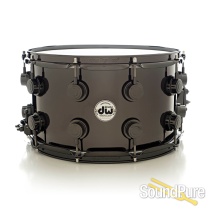 DW 8x14 Collectors Black Nickel over Brass Snare Drum-Black DW 8x14 Collectors Black Nickel over Brass Snare Drum-Black