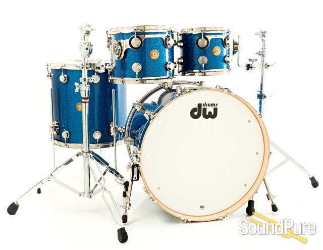 DW 4pc Jazz Series Maple/Gum Drum Set - Blue Glass Glitter — image 1
