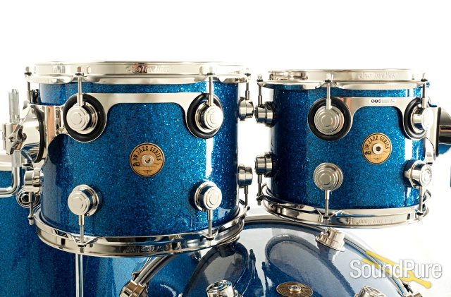 DW 4pc Jazz Series Maple/Gum Drum Set - Blue Glass Glitter — image 6