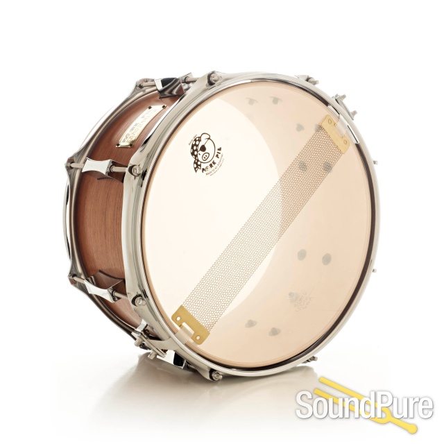 Pork Pie 7x13 Maple Snare Drum-Quartered Mahogany Veneer — image 2
