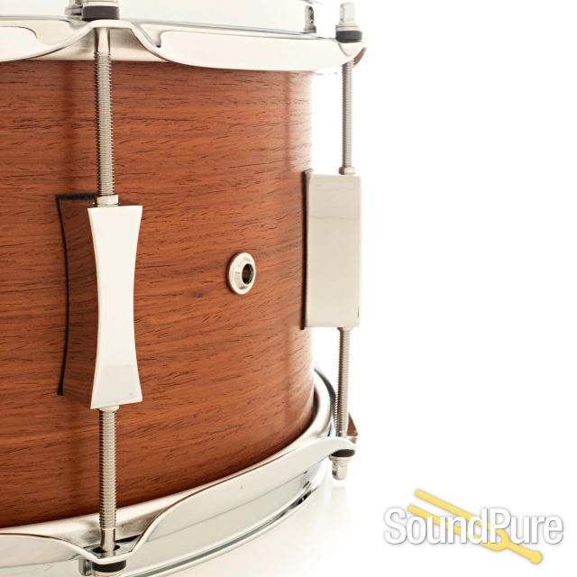 Pork Pie 7x13 Maple Snare Drum-Quartered Mahogany Veneer — image 4