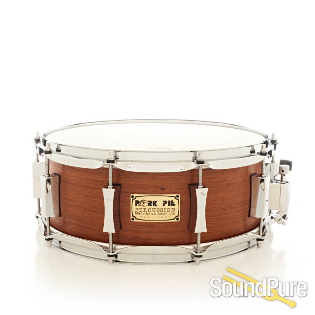 Pork Pie 5.5x14 Maple Snare Drum-Quartered Mahogany Veneer — image 1