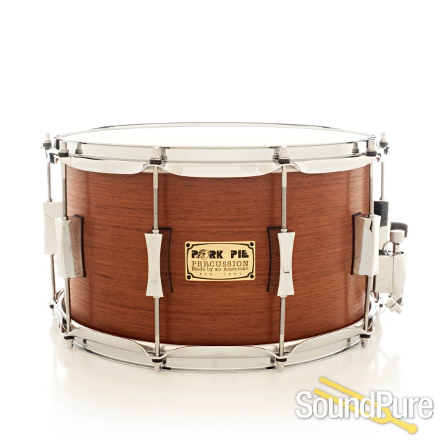 Pork Pie 8x14 Maple Snare Drum-Quartered Mahogany Veneer — image 1