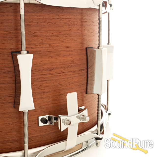 Pork Pie 8x14 Maple Snare Drum-Quartered Mahogany Veneer — image 3