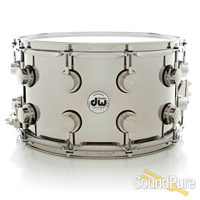 DW 8x14 Collectors Nickel over Brass Snare Drum-Nickel — image 1