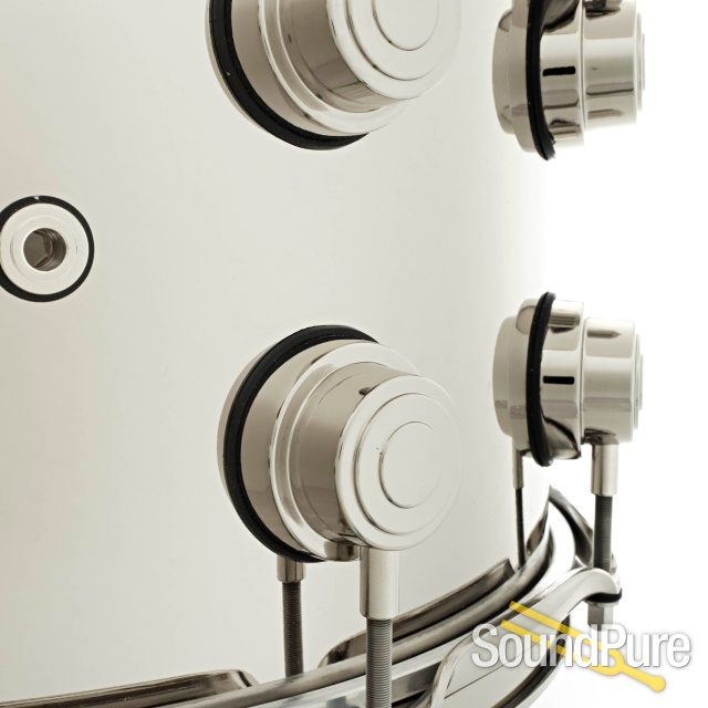 DW 8x14 Collectors Nickel over Brass Snare Drum-Nickel — image 4
