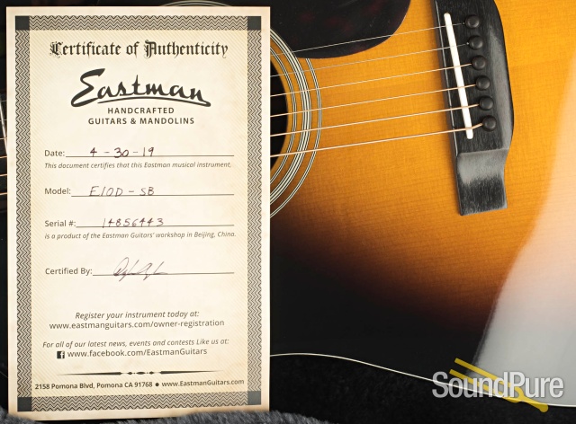 Eastman E10D-SB Addy/Mahogany Acoustic Guitar #14856443 — image 2