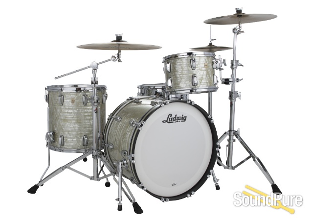 Ludwig 3pc Classic Maple Fab Drum Set Olive Pearl — image 1