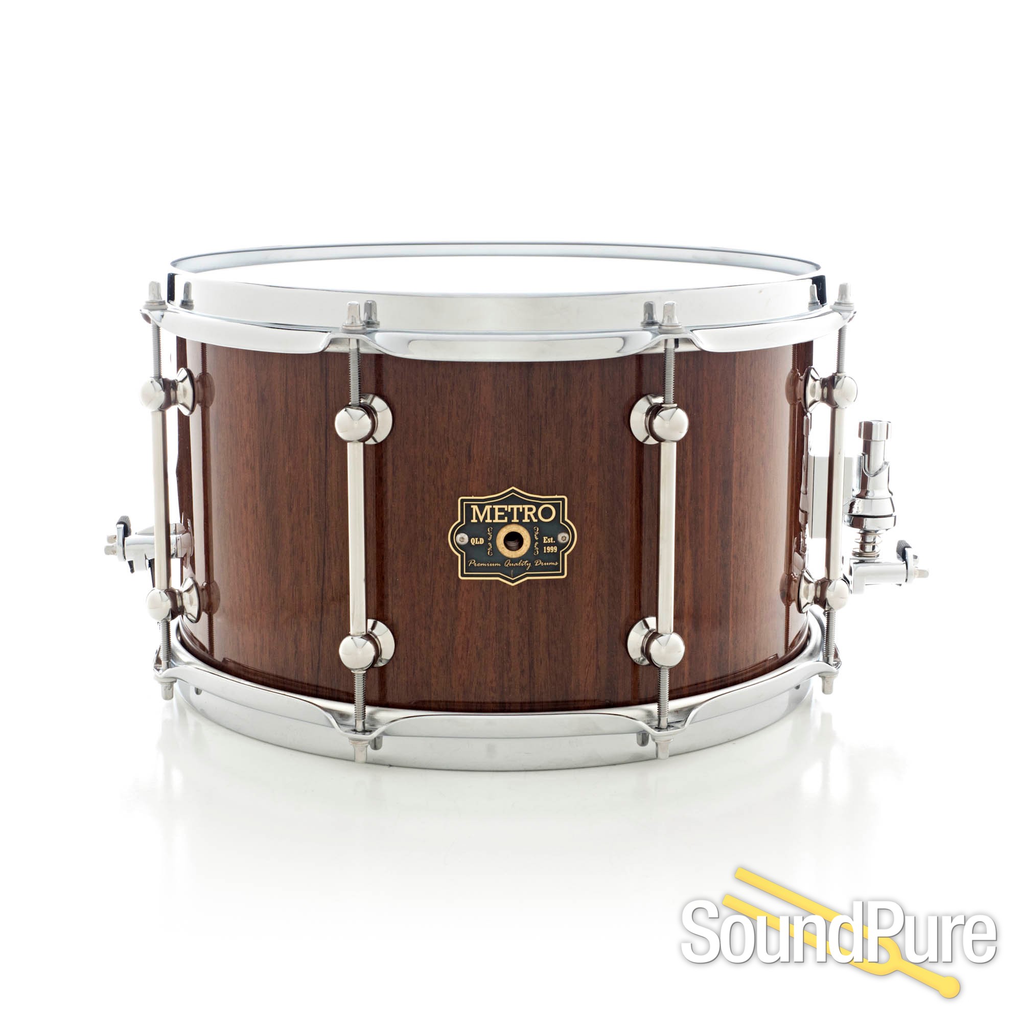 Metro 7.5x13 Brown Box Block Snare Drum Natural Gloss