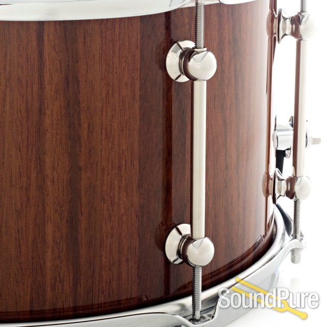 Metro 7.5x13 Brown Box Block Snare Drum Natural Gloss — image 4