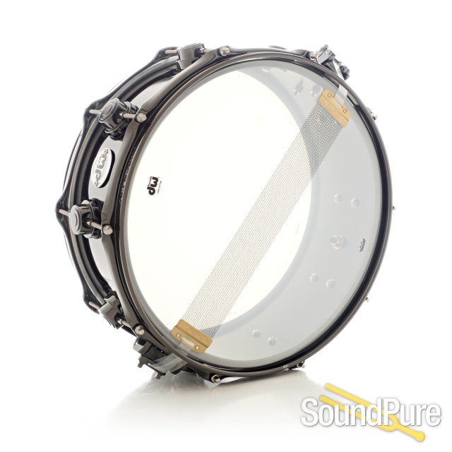 DW 5.5x14 Collectors Black Nickel Brass Snare Drum-Black — image 2