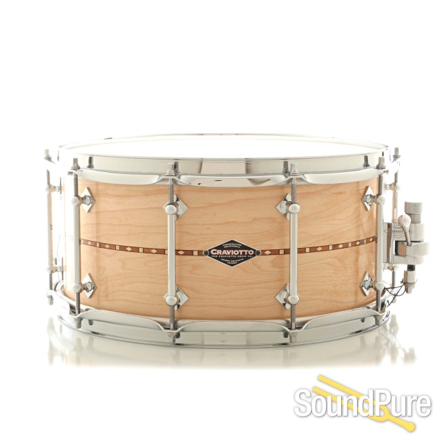 Craviotto 6.5x14 Maple Custom Snare Drum-Walnut Inlay — image 1