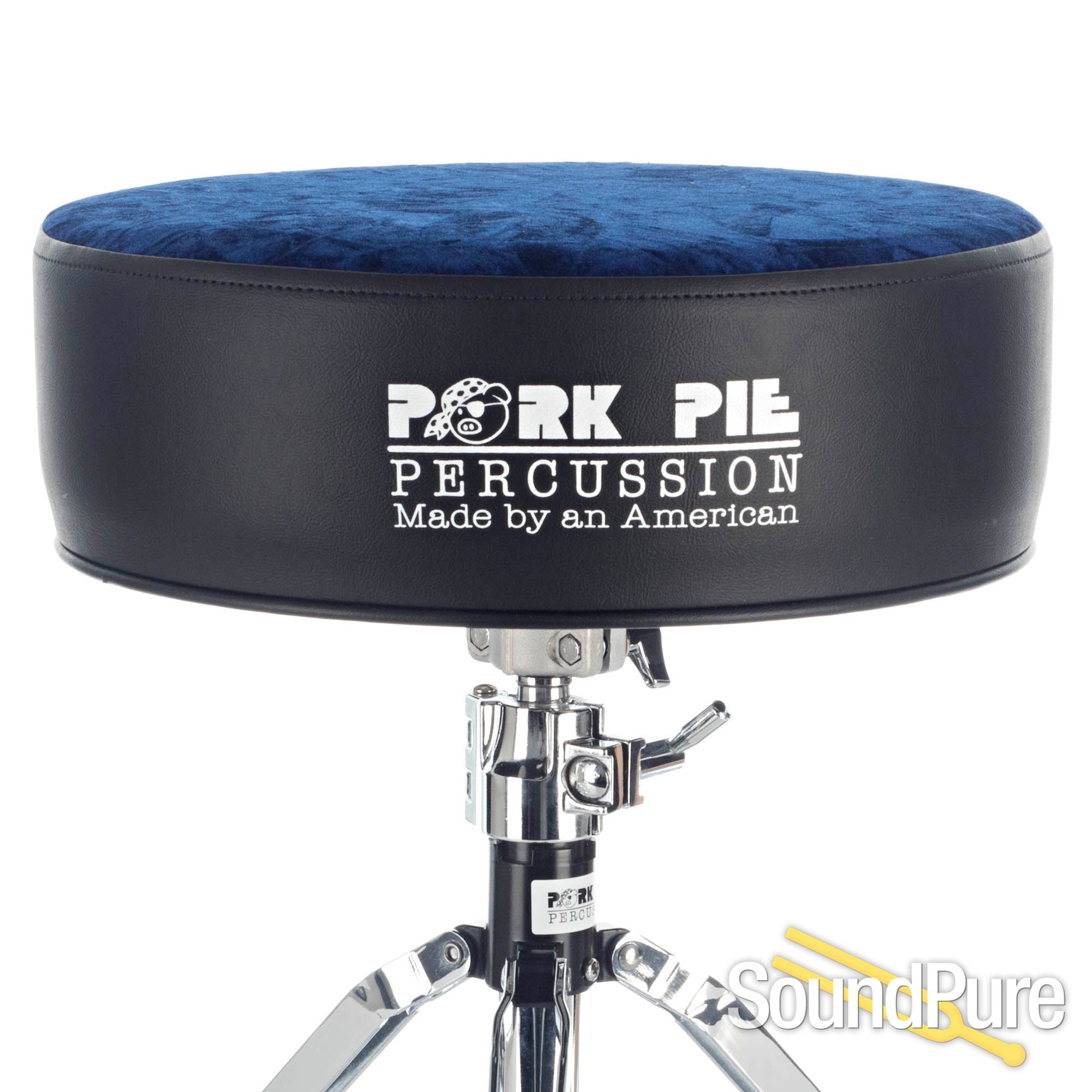 Pork Pie Percussion Round Drum Throne Black / Blue Crush