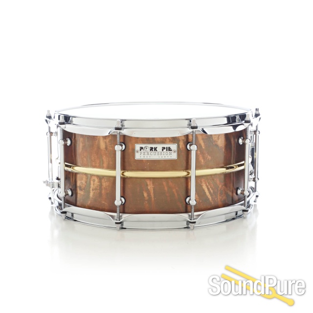 Pork Pie 6.5x14 Brass Patina Snare Drum Polished Bead — image 1