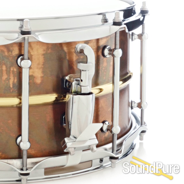 Pork Pie 6.5x14 Brass Patina Snare Drum Polished Bead — image 5