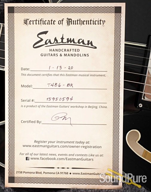 Eastman T486-BK Black Thinline Electric #15950594 — image 5