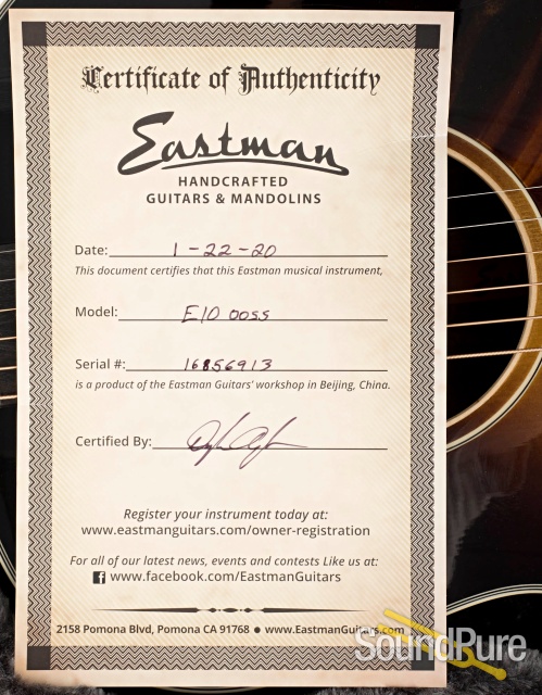Eastman E10OOSS Adirondack/Mahogany Acoustic #16856913 — image 6
