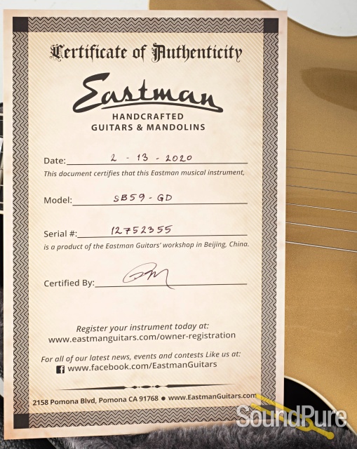 Eastman SB59-GD Gold Top Electric Guitar #12752355 — image 5