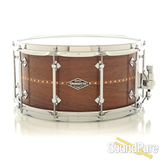 Craviotto 7x14 Walnut Custom Shop Snare Drum Walnut Inlay — image 1