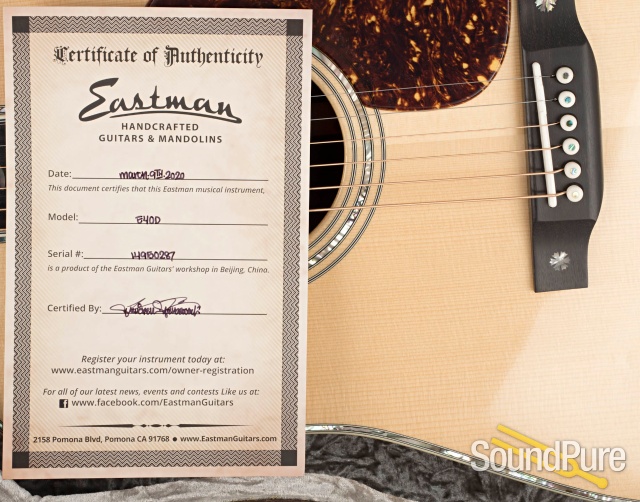 Eastman E40D Adirondack/Rosewood Dreadnought #14950287 — image 6