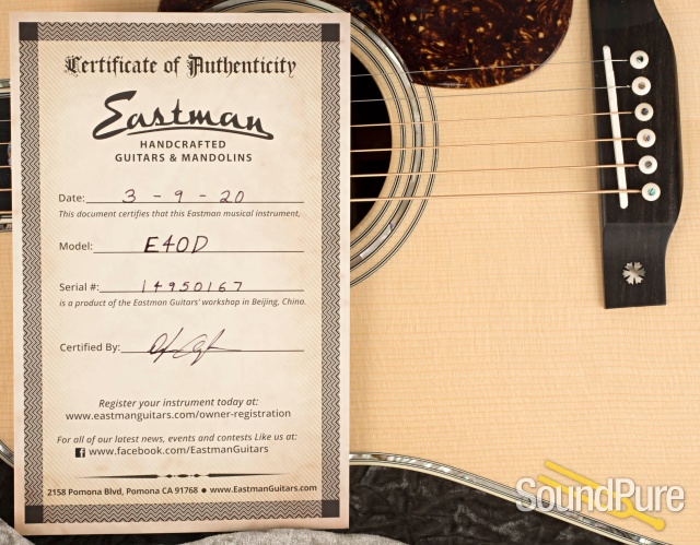 Eastman E40D Adirondack/Rosewood Dreadnought #14950167 — image 6