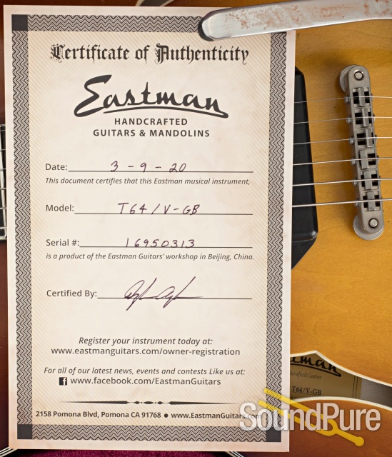 Eastman T64/V-GB Thinline Electric Guitar #16950313 — image 5