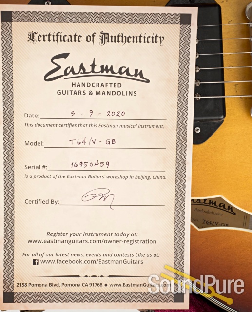 Eastman T64/V-GB Thinline Electric Guitar #16950459 — image 5