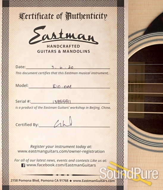 Eastman E10OM Adirondack/Mahogany Acoustic #13955511 — image 6