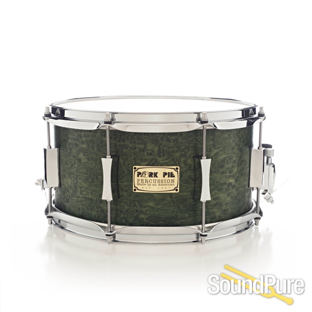 Pork Pie 7x13 Brandied Peach Maple Snare Drum-Green Oil — image 1