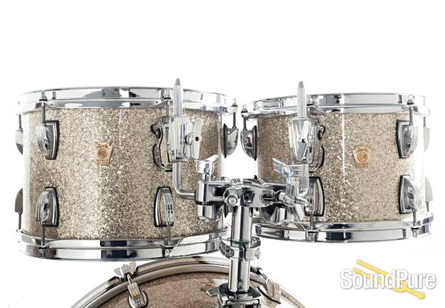 Ludwig 4pc Classic Maple Drum Set-Vintage Nickel Sparkle — image 7